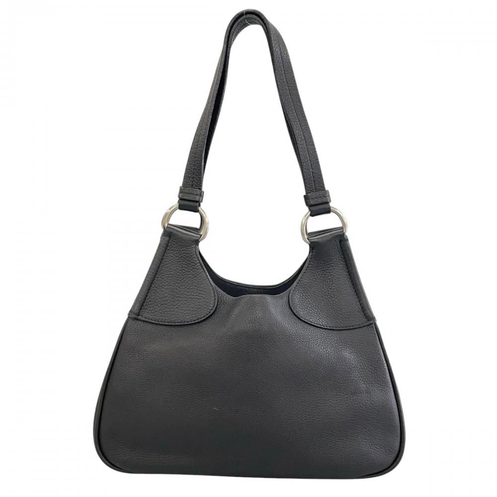 PRADA プラダ ハンドバッグ トライアングルロゴ BR0950 レザー ブラック 黒 シルバー金具 レディース【中古品】