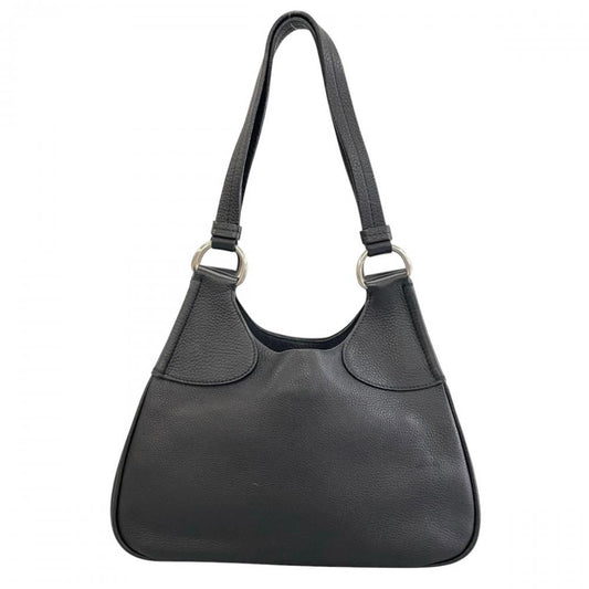 PRADA プラダ ハンドバッグ トライアングルロゴ BR0950 レザー ブラック 黒 シルバー金具 レディース【中古品】