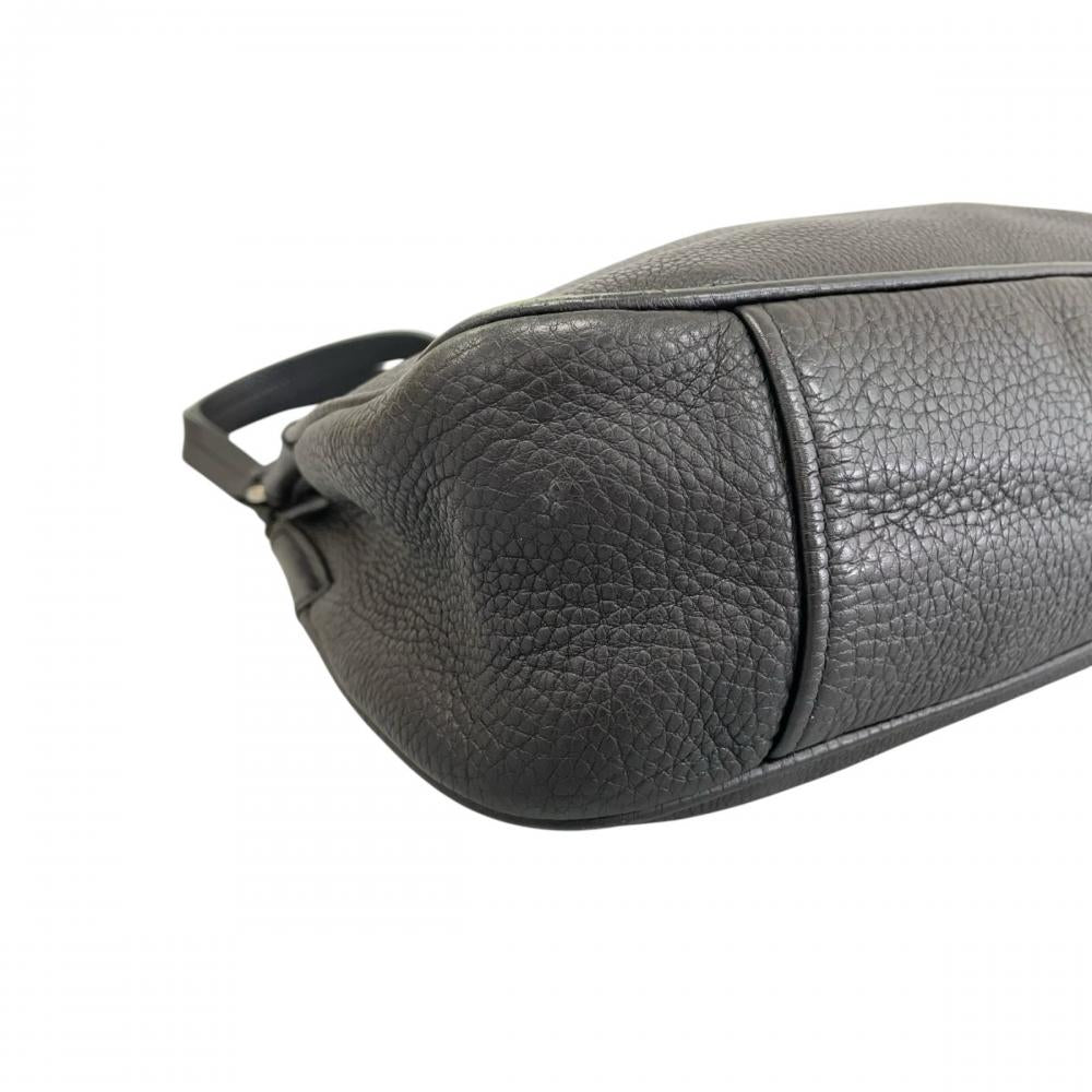 PRADA プラダ ハンドバッグ トライアングルロゴ BR0950 レザー ブラック 黒 シルバー金具 レディース【中古品】