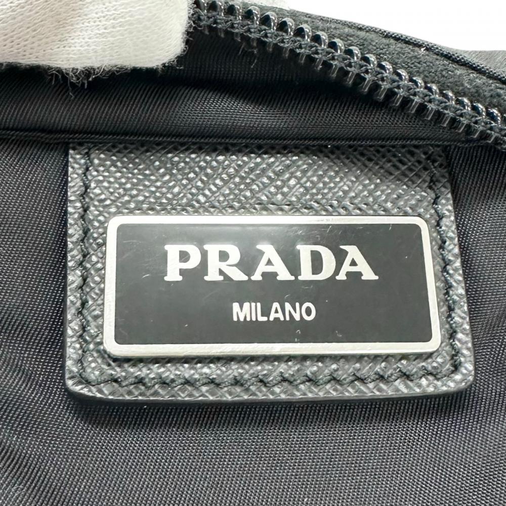 PRADA プラダ ショルダーバッグ 三角ロゴ 1BH978 ナイロン ブラック 黒 シルバー金具 レディース【中古品】