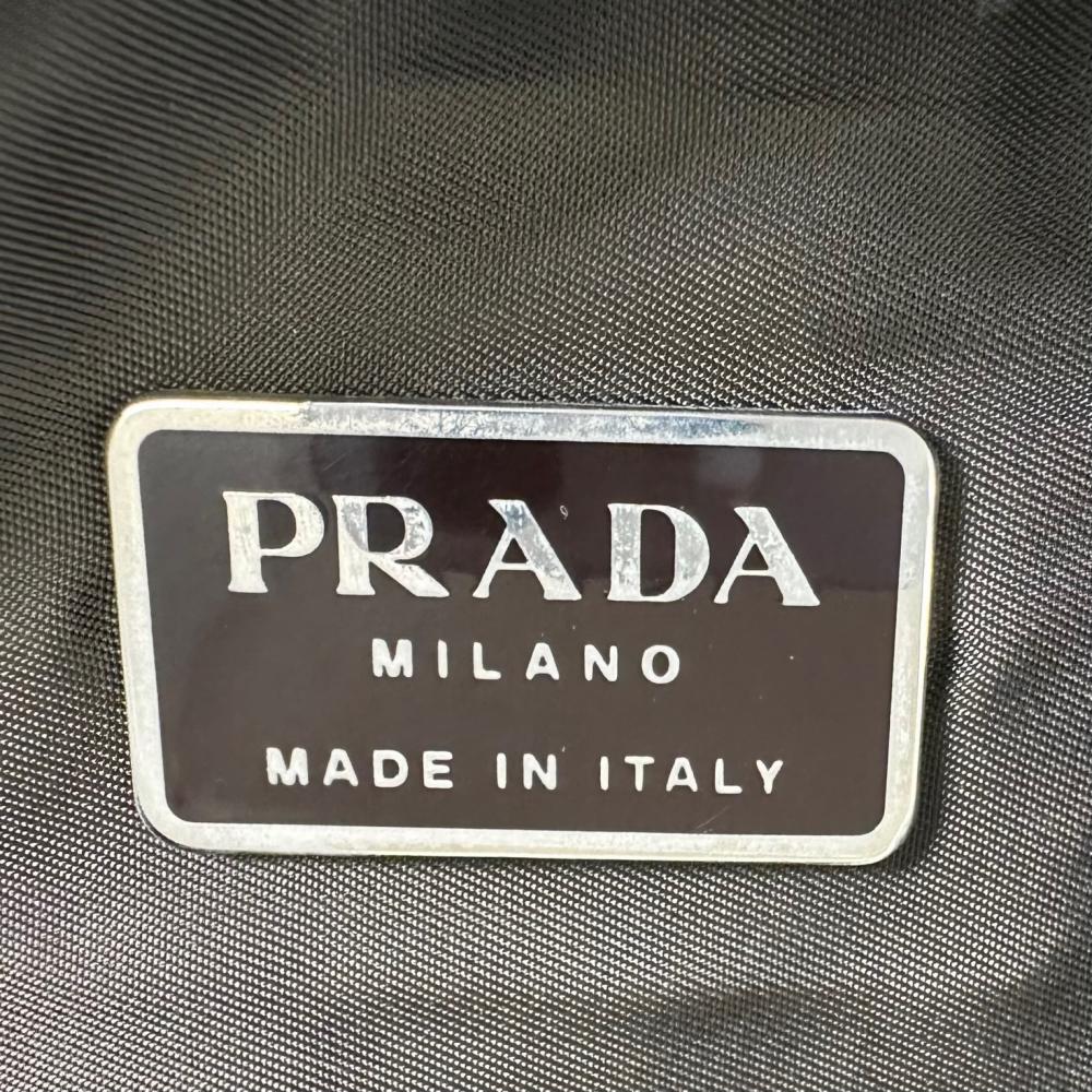 PRADA プラダ ショルダーバッグ テスート 三角ロゴプレート ナイロン カーキ ブラウン 茶 シルバー金具 ボーイズ【中古品】
