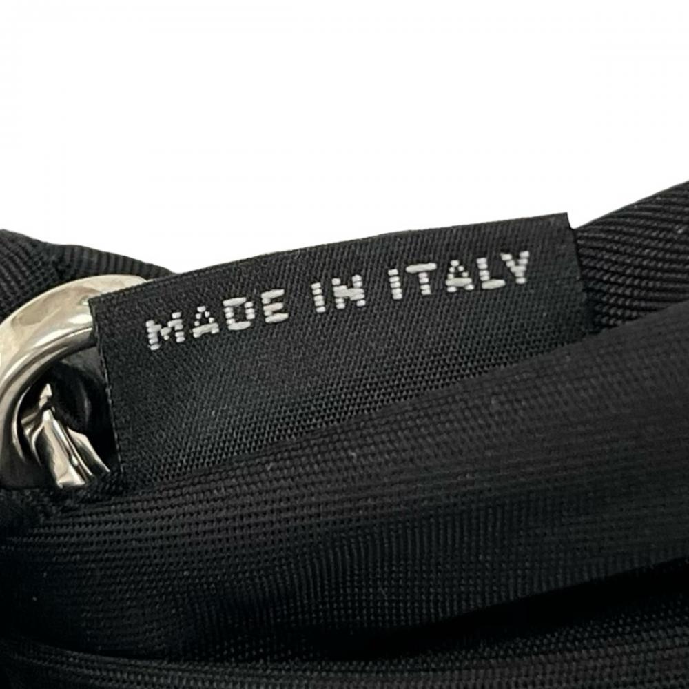 PRADA プラダ ショルダーバッグ ビーズフリンジ ナイロン ビーズ ブラック 黒 シルバー金具 レディース【中古品】