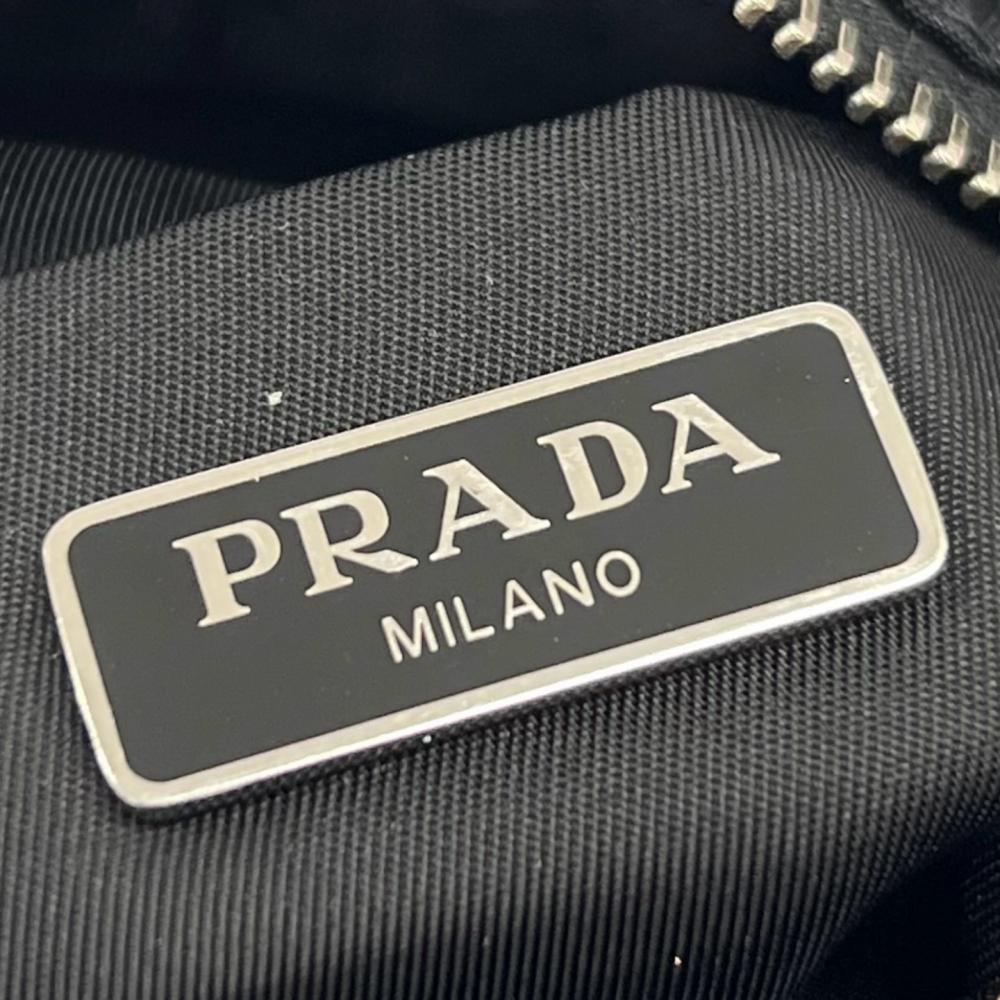 PRADA プラダ ショルダーバッグ ビーズフリンジ ナイロン ビーズ ブラック 黒 シルバー金具 レディース【中古品】