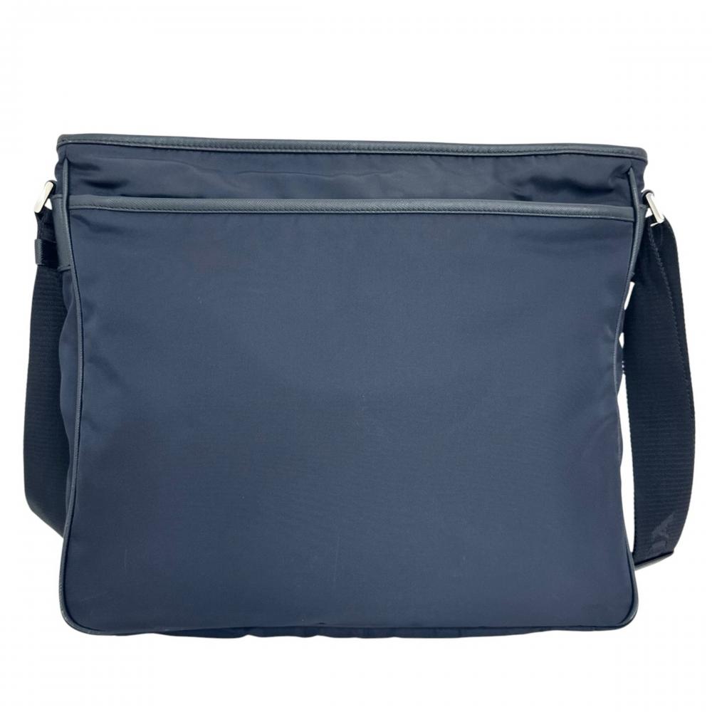 PRADA プラダ ショルダーバッグ メッセンジャーバッグ VA220M ナイロン サフィアーノレザー ネイビー 紺 シルバー金具 メンズ【中古品】