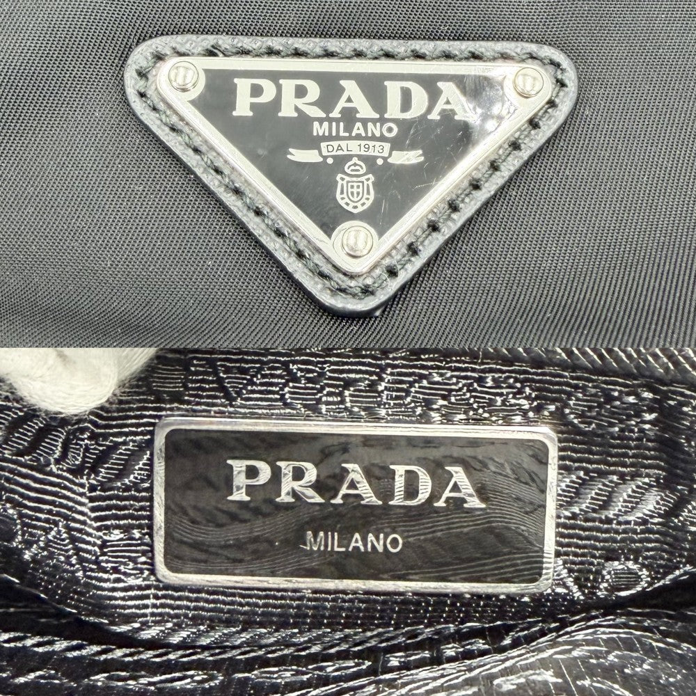 PRADA プラダ ショルダーバッグ トライアングルロゴ メンズ レディース 男女兼用 ナイロン ブラック 黒 シルバー金具 ユニセックス【中古品】