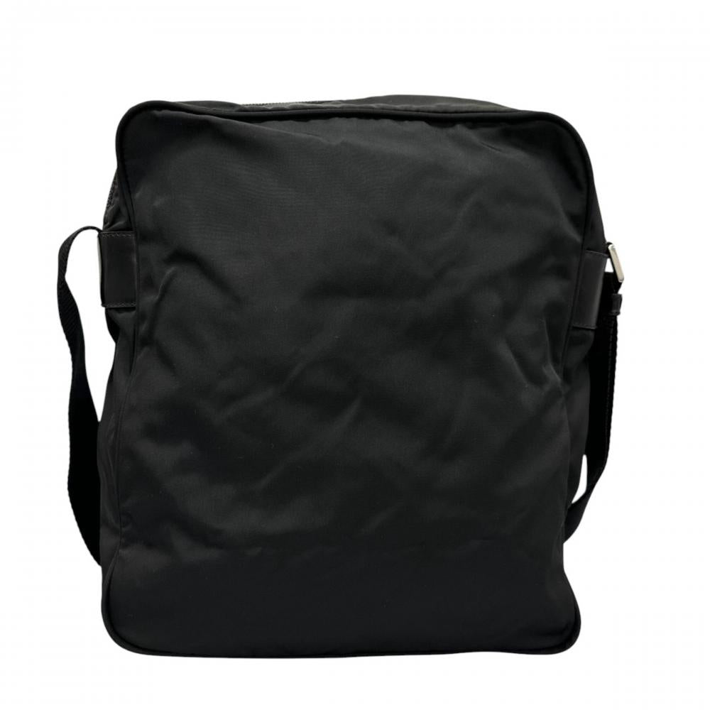 PRADA プラダ ショルダーバッグ ナイロンバッグ トライアングルロゴ ナイロン ブラック 黒 シルバー金具 レディース【中古品】