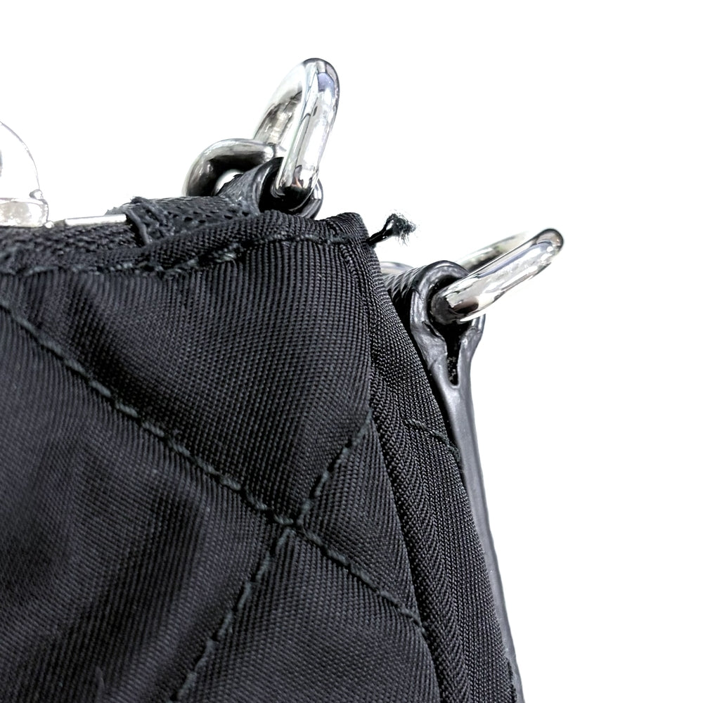 PRADA プラダ 2WAY キルティング ハンドバッグ ショルダーバッグ トライアングルロゴ 1BH026 ナイロン レザー ブラック 黒 シルバー金具 レディース【中古品】