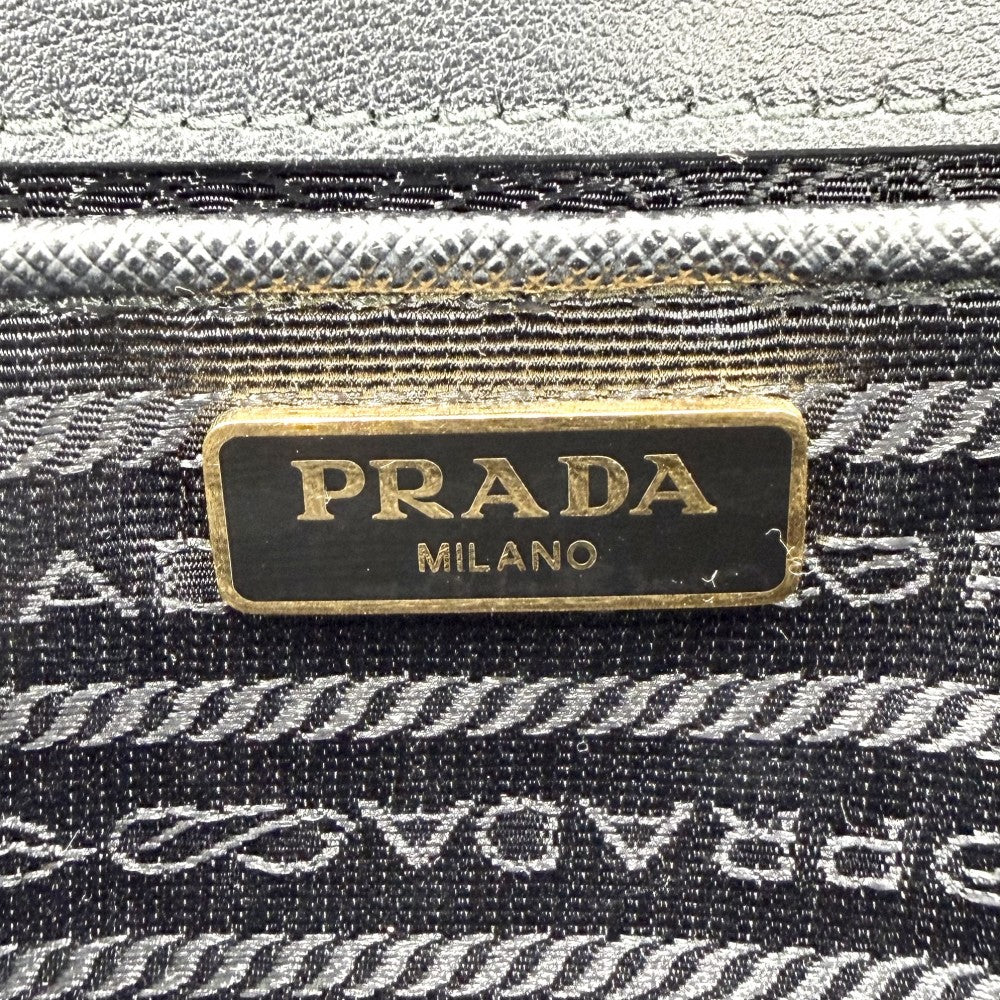 【開店SALE】 PRADA プラダ ショルダーバッグ チェーンショルダー ポシェット 1BD133 レザー ブラック 黒 ゴールド金具 レディース【中古品】