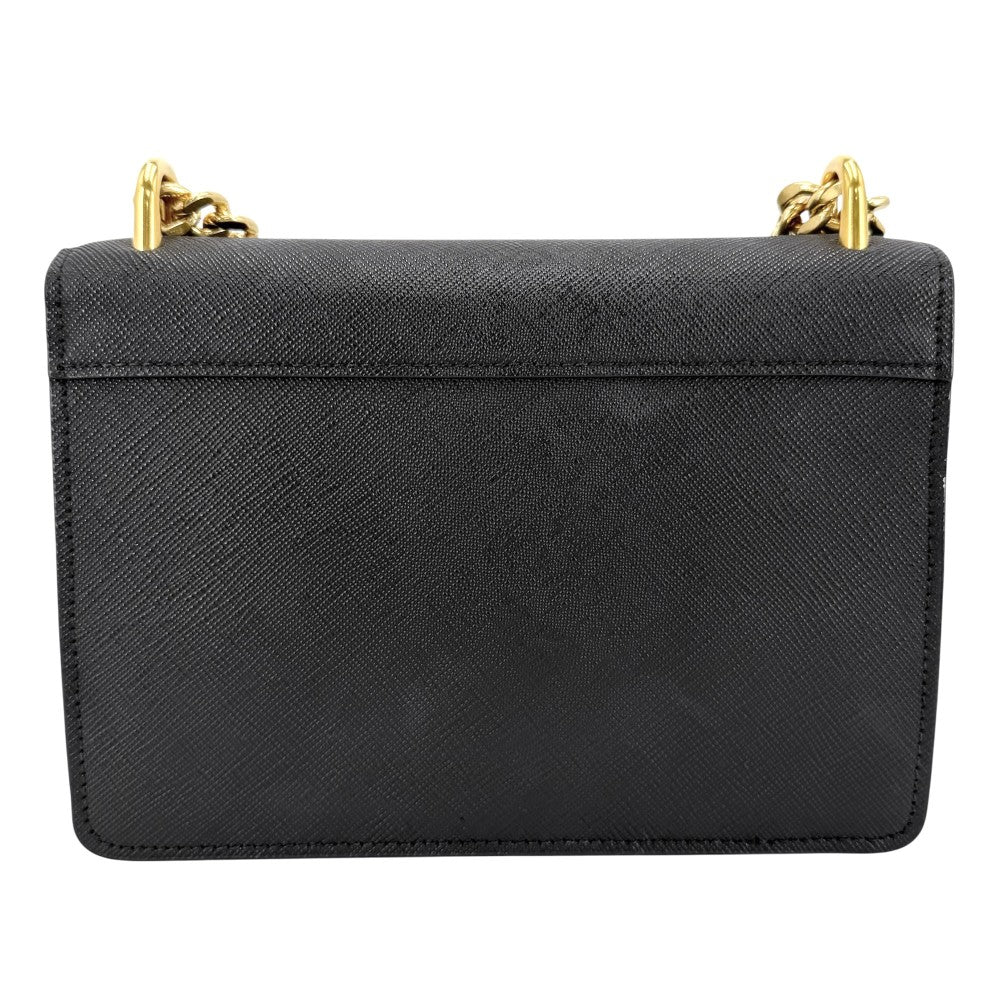 【開店SALE】 PRADA プラダ ショルダーバッグ チェーンショルダー ポシェット 1BD133 レザー ブラック 黒 ゴールド金具 レディース【中古品】