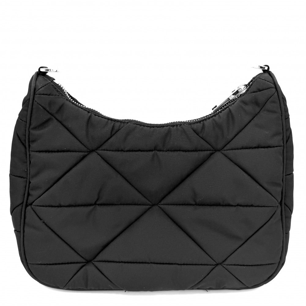PRADA プラダ ショルダーバッグ パデッドRe-Nylon トライアングルロゴ メンズ レディース 男女兼用 1BC151 ナイロン ブラック 黒 シルバー金具 ユニセックス【中古品】