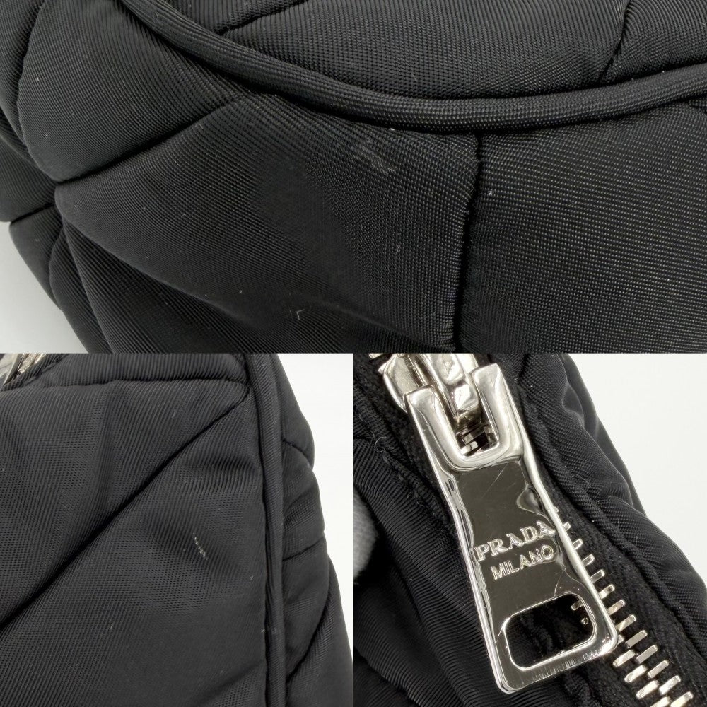 PRADA プラダ ショルダーバッグ パデッドRe-Nylon トライアングルロゴ メンズ レディース 男女兼用 1BC151 ナイロン ブラック 黒 シルバー金具 ユニセックス【中古品】