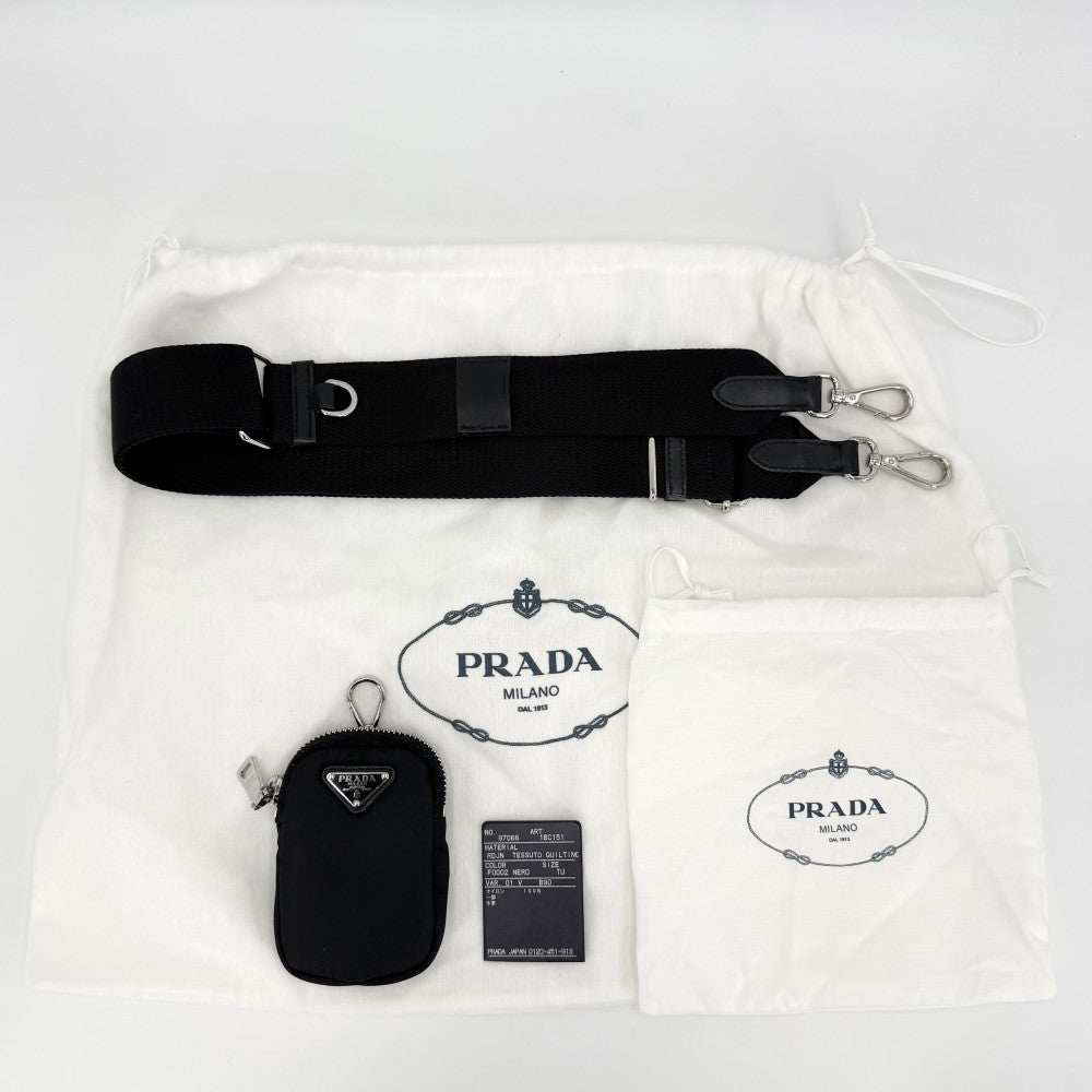 PRADA プラダ ショルダーバッグ パデッドRe-Nylon トライアングルロゴ メンズ レディース 男女兼用 1BC151 ナイロン ブラック 黒 シルバー金具 ユニセックス【中古品】