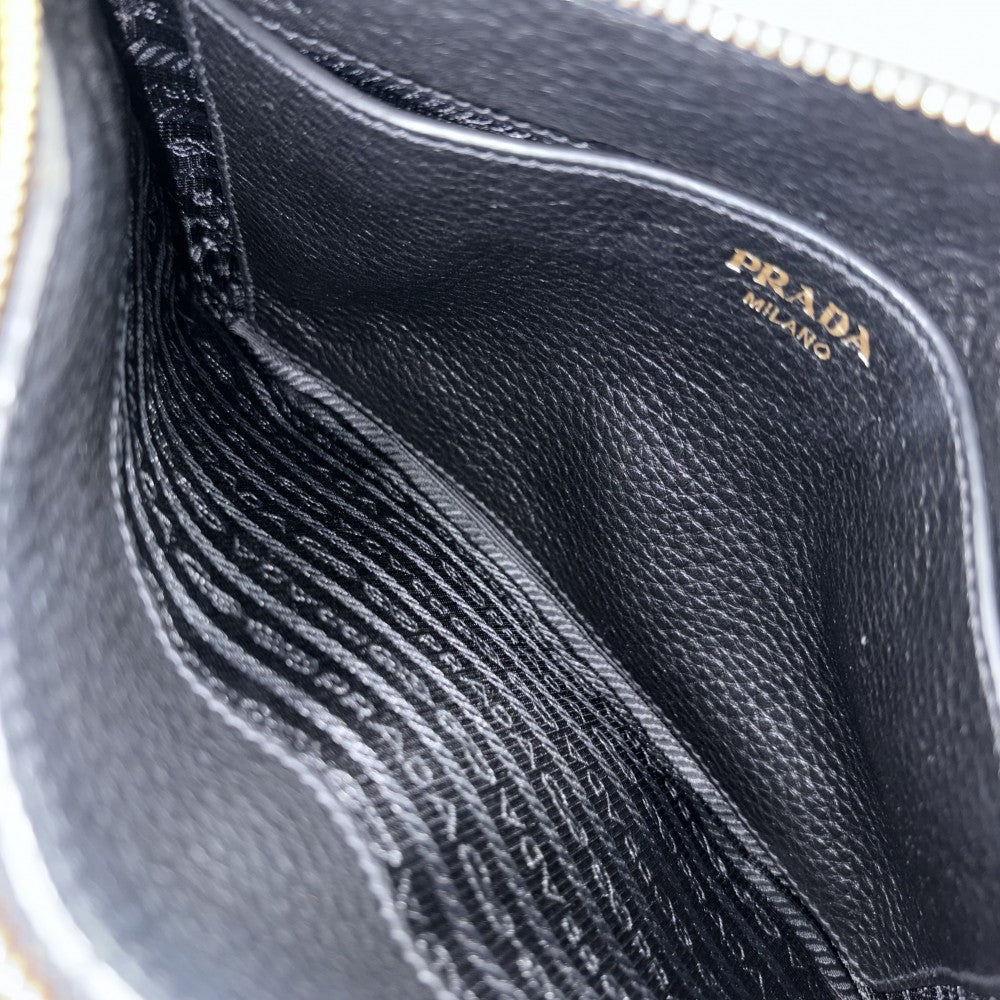 【開店SALE】 PRADA プラダ ショルダーバッグ メンズ レディース 男女兼用 1BH013 レザー ブラック 黒 ゴールド金具 ユニセックス【中古品】