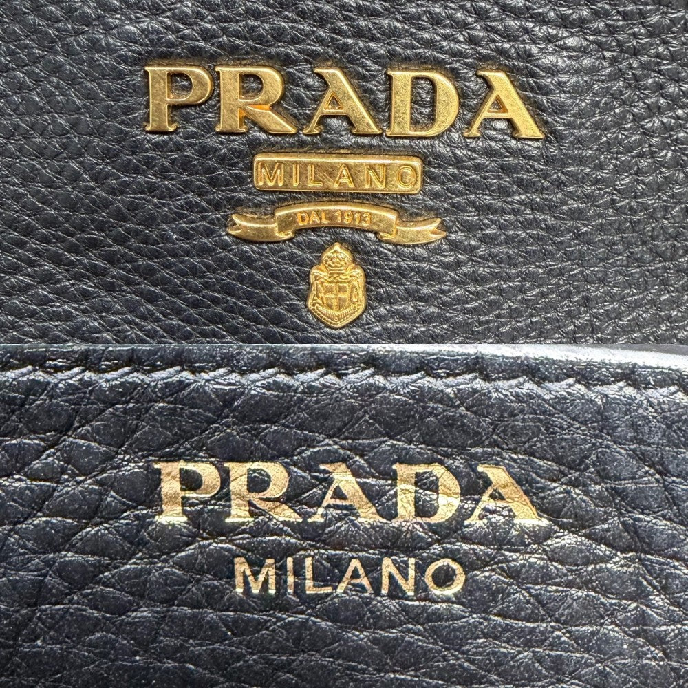 【開店SALE】 PRADA プラダ ショルダーバッグ メンズ レディース 男女兼用 1BH013 レザー ブラック 黒 ゴールド金具 ユニセックス【中古品】