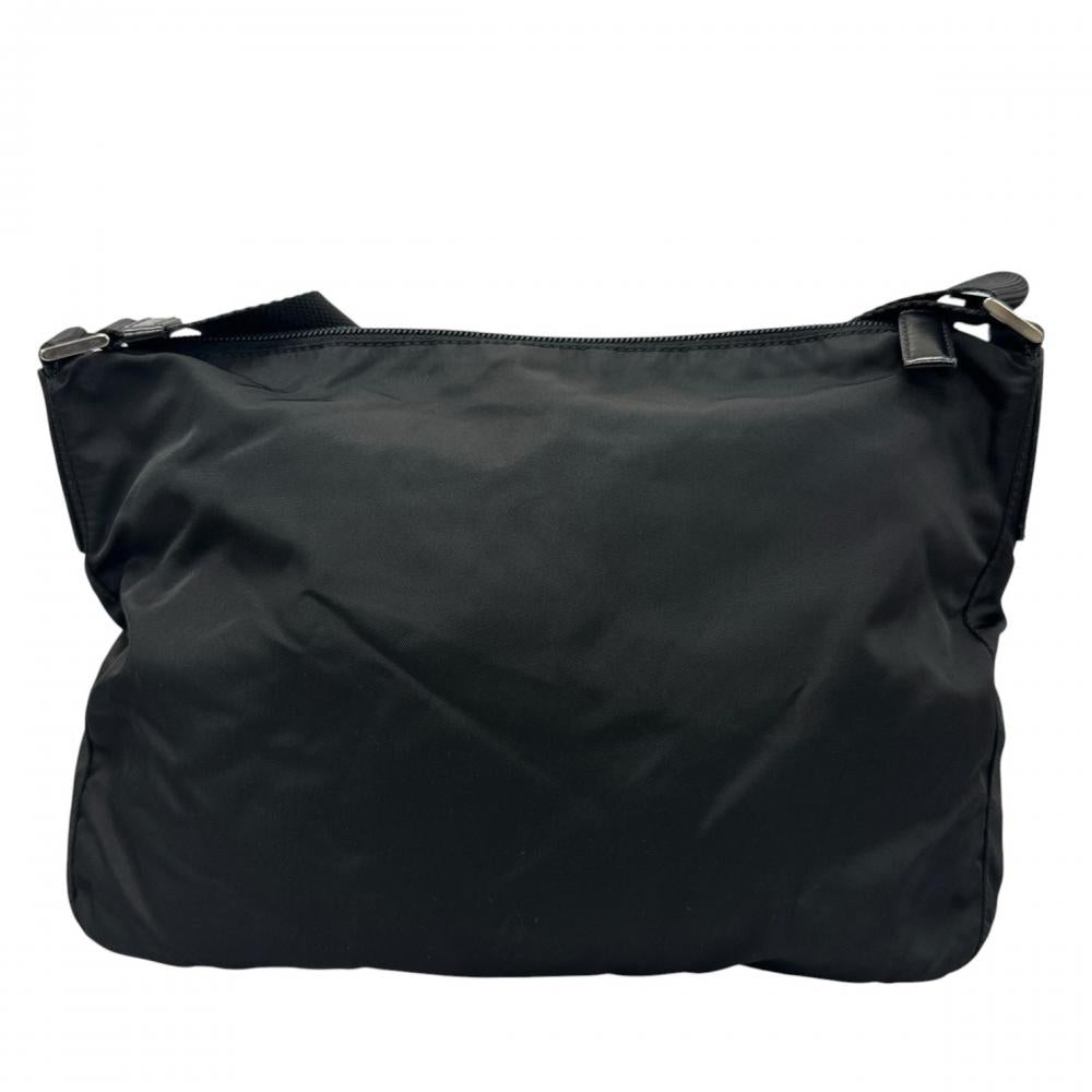 PRADA プラダ ショルダーバッグ テスート トライアングルロゴ ナイロン ブラック 黒 シルバー金具 レディース【中古品】