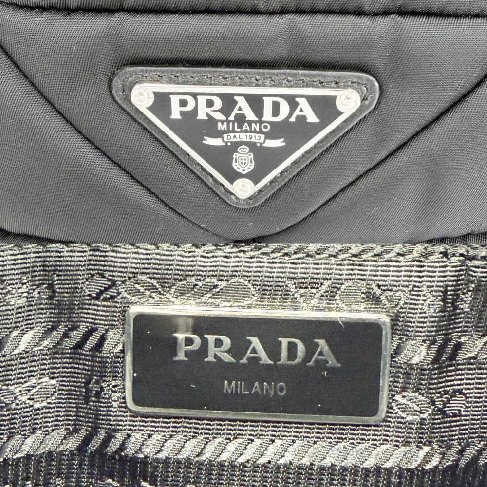 PRADA プラダ ショルダーバッグ パデッドRe-Nylon トライアングルロゴ メンズ レディース 男女兼用 1BC151 ナイロン ブラック 黒 シルバー金具 ユニセックス【中古品】