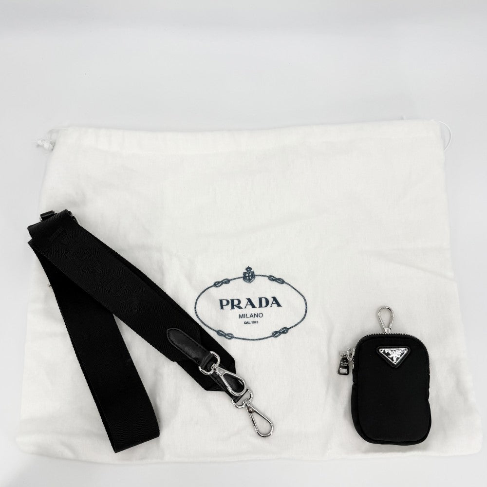 PRADA プラダ ショルダーバッグ パデッドRe-Nylon トライアングルロゴ メンズ レディース 男女兼用 1BC151 ナイロン ブラック 黒 シルバー金具 ユニセックス【中古品】