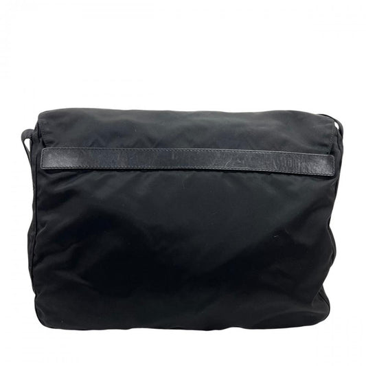 PRADA プラダ ショルダーバッグ メッセンジャーバッグ BT0713 ナイロン ブラック 黒 シルバー金具 レディース【中古品】