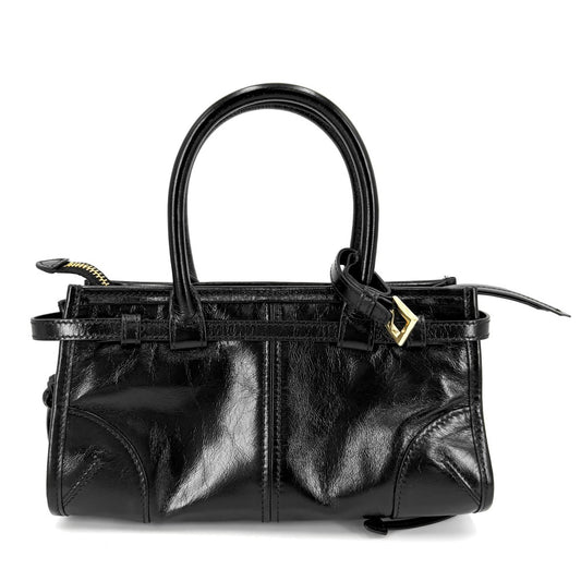 PRADA プラダ 2WAY ボニーミニ ハンドバッグ ショルダーバッグ トライアングルロゴ トートバッグ 1BA486 レザー ブラック 黒 ゴールド金具 レディース【中古品】