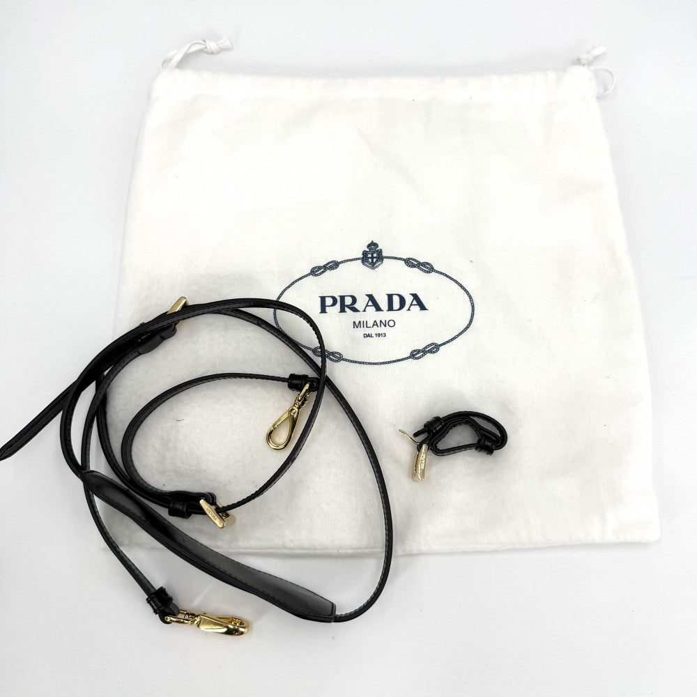 PRADA プラダ 2WAY ボニーミニ ハンドバッグ ショルダーバッグ トライアングルロゴ トートバッグ 1BA486 レザー ブラック 黒 ゴールド金具 レディース【中古品】