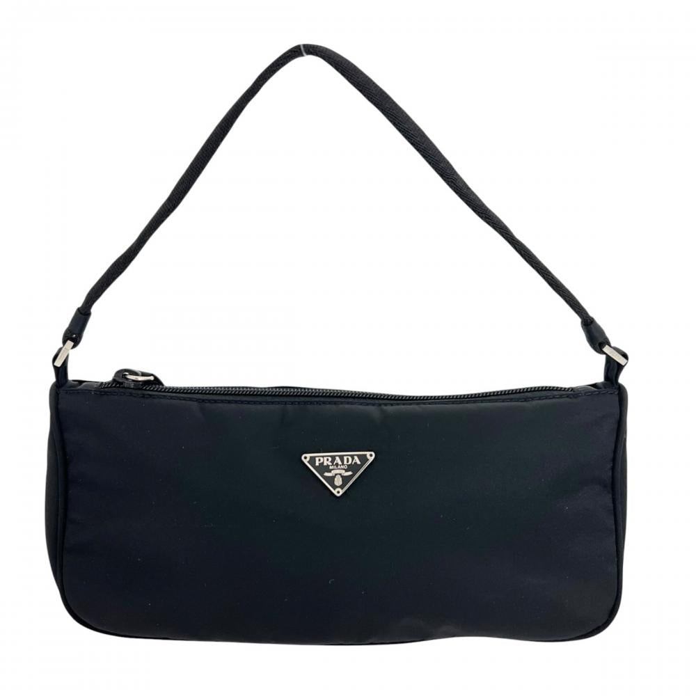 PRADA プラダ ハンドバッグ トライアングルロゴ MV633 ナイロン ブラック 黒 シルバー金具 レディース【中古品】