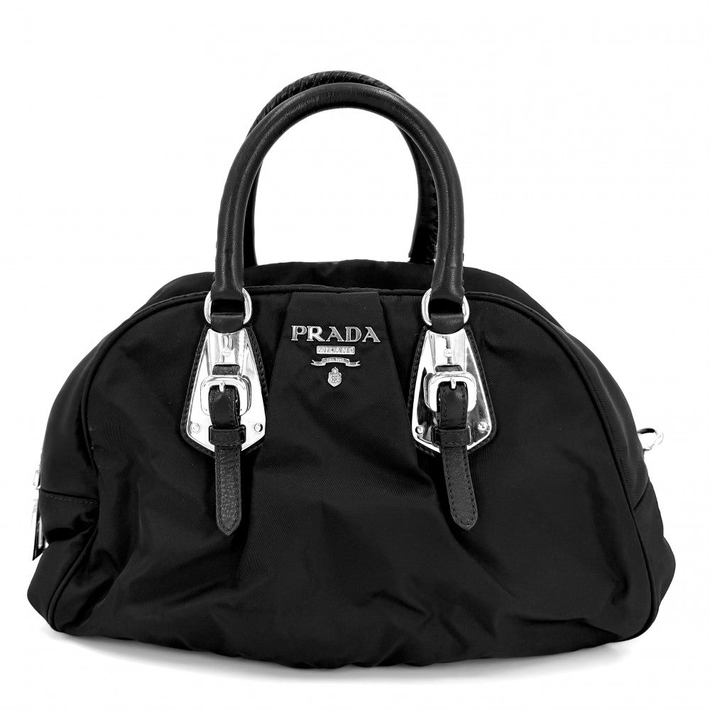 PRADA プラダ ハンドバッグ トライアングルロゴ BL0523 ナイロン ブラック 黒 シルバー金具 レディース【中古品】