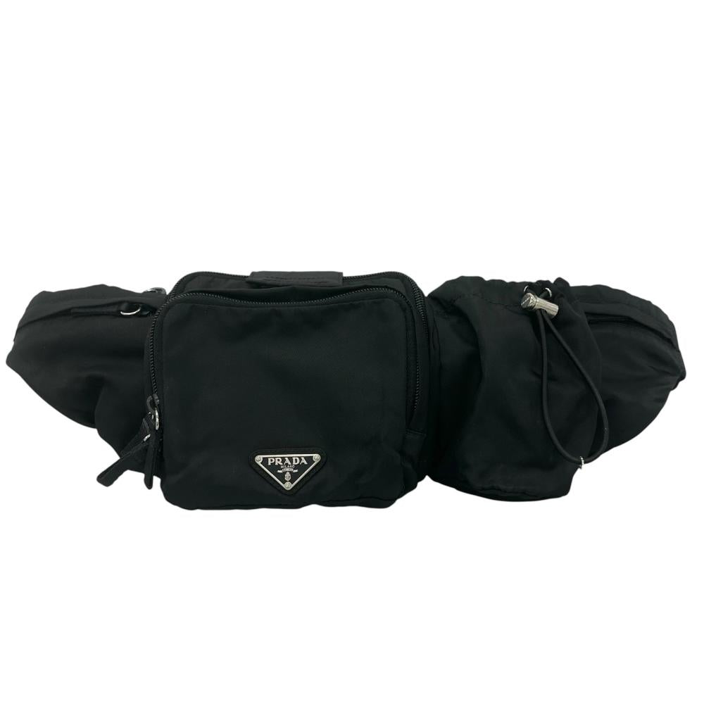 PRADA プラダ ボディバッグ ウエストポーチ トライアングルロゴ VA0056 ナイロン ブラック 黒 シルバー金具 レディース【中古品】