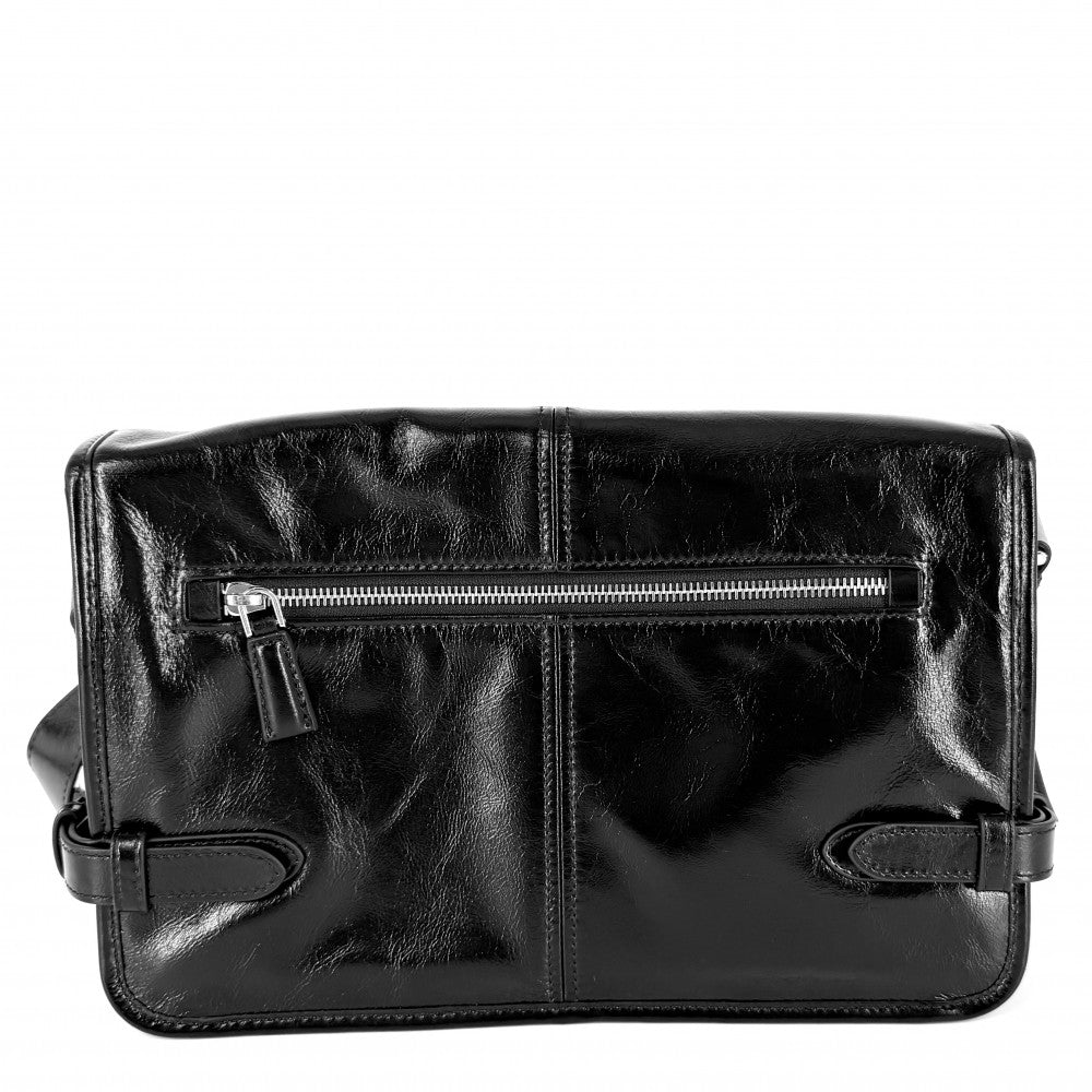 PRADA プラダ ショルダーバッグ トライアングルロゴ ソフトルックスレザー 2VD073 レザー ブラック 黒 シルバー金具 ユニセックス【中古品】