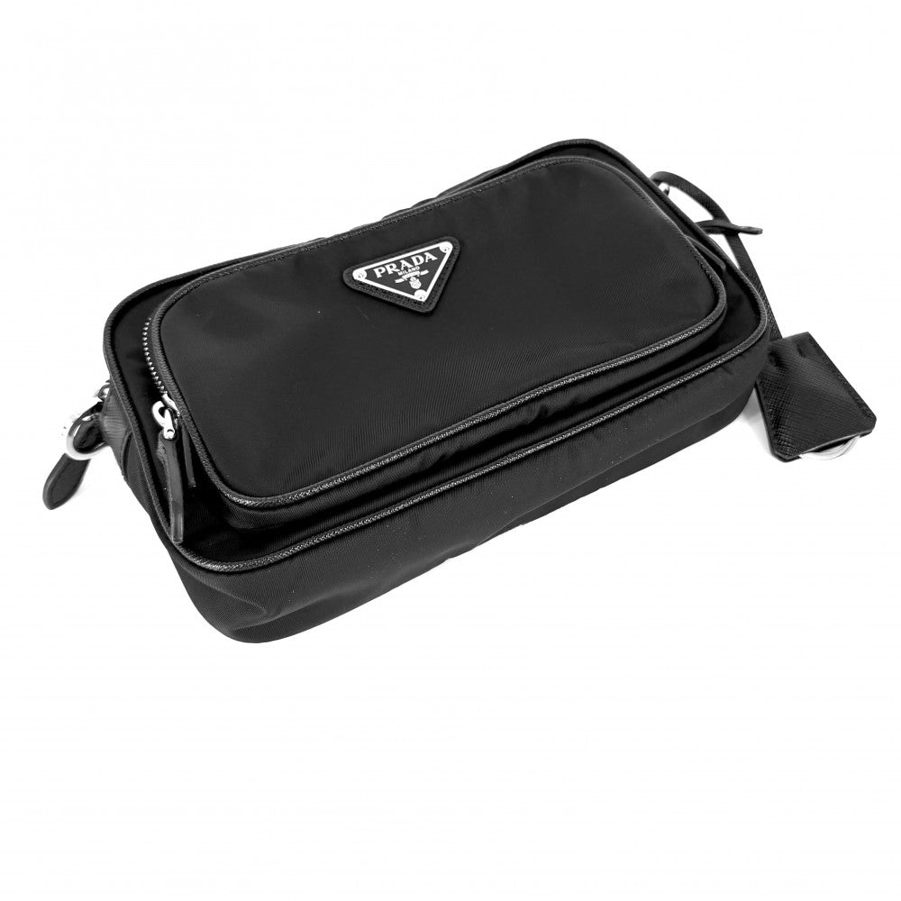 PRADA プラダ ショルダーバッグ ミニ トライアングルロゴ 1BH226 ナイロン ブラック 黒 シルバー金具 レディース【中古品】