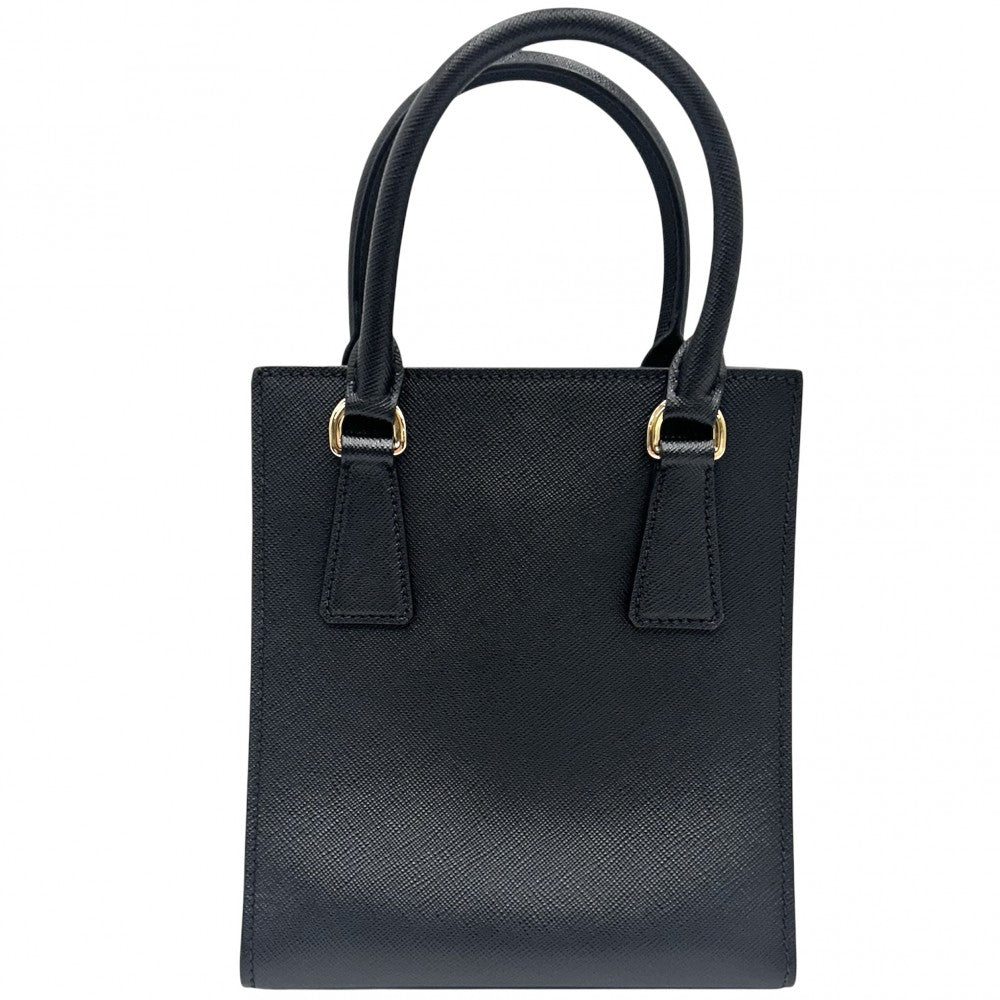 PRADA プラダ 2WAY トライアングルロゴ ミニトートバッグ ハンドバッグ ショルダーバッグ 1BA358 レザー ブラック 黒 ゴールド金具 レディース【中古品】