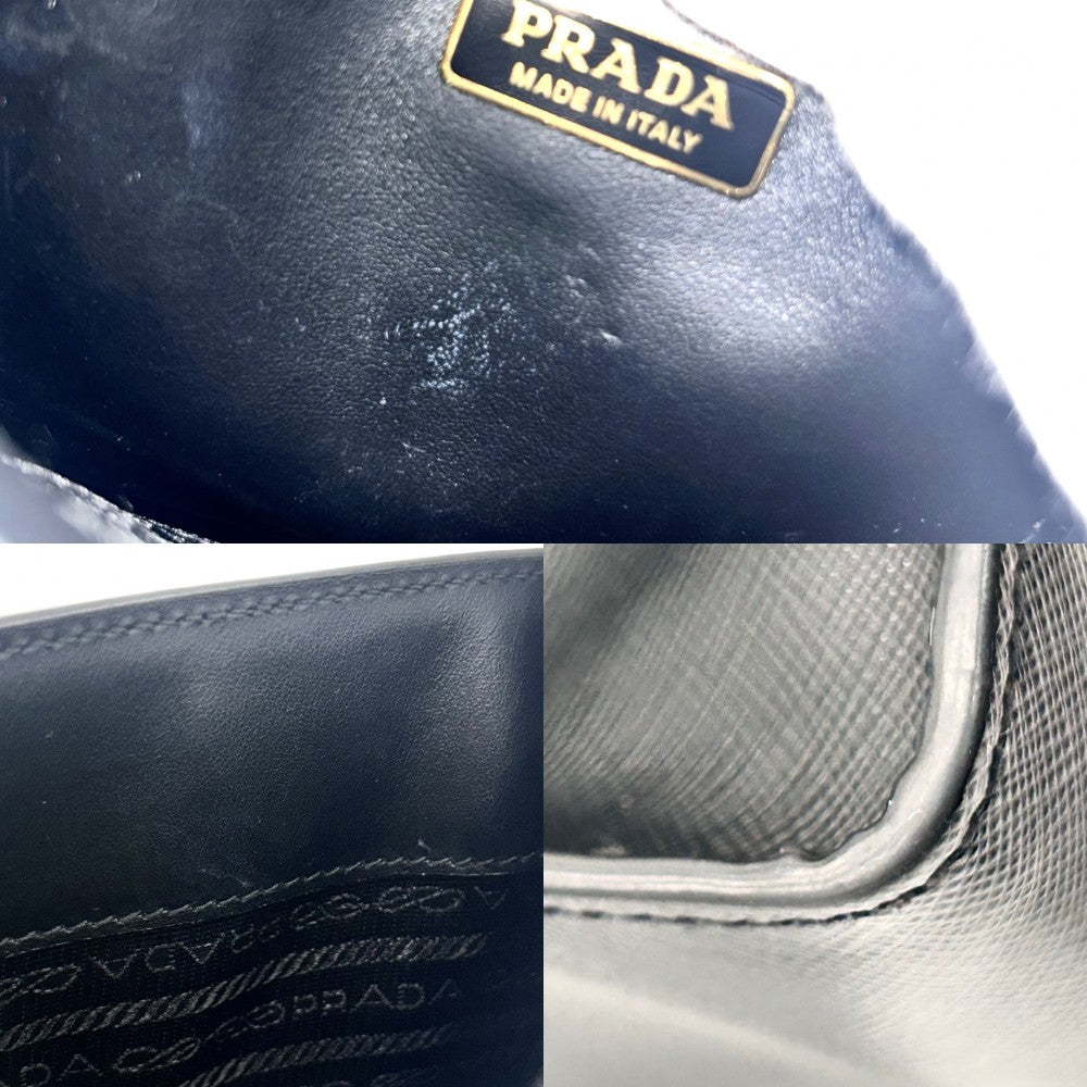 PRADA プラダ 2WAY トライアングルロゴ ミニトートバッグ ハンドバッグ ショルダーバッグ 1BA358 レザー ブラック 黒 ゴールド金具 レディース【中古品】
