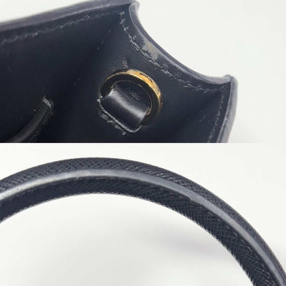 PRADA プラダ 2WAY トライアングルロゴ ミニトートバッグ ハンドバッグ ショルダーバッグ 1BA358 レザー ブラック 黒 ゴールド金具 レディース【中古品】