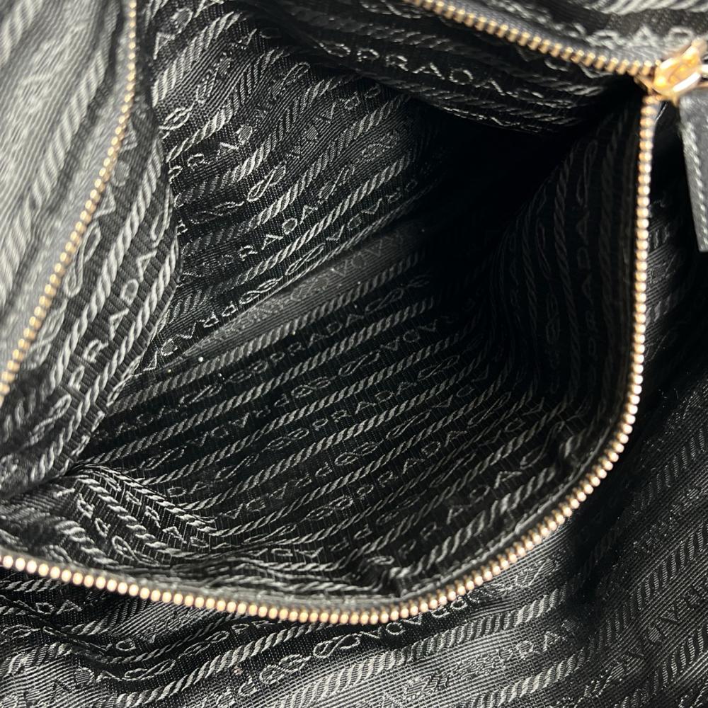PRADA プラダ ハンドバッグ テスート トライアングルロゴ BR0098 ナイロン レザー ブラック 黒 ゴールド金具 レディース【中古品】