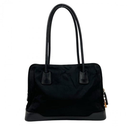 PRADA プラダ ハンドバッグ テスート トライアングルロゴ BR0098 ナイロン レザー ブラック 黒 ゴールド金具 レディース【中古品】