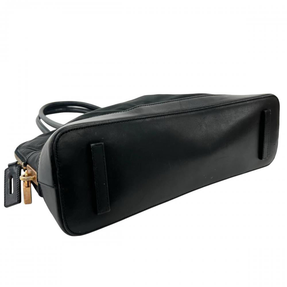 PRADA プラダ ハンドバッグ テスート トライアングルロゴ BR0098 ナイロン レザー ブラック 黒 ゴールド金具 レディース【中古品】