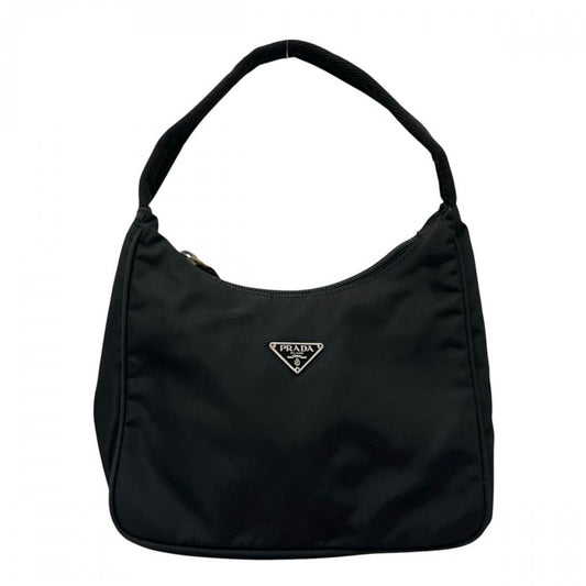 PRADA プラダ ハンドバッグ ナイロンバッグ トライアングルロゴ MV519 ナイロン ブラック 黒 シルバー金具 レディース【中古品】