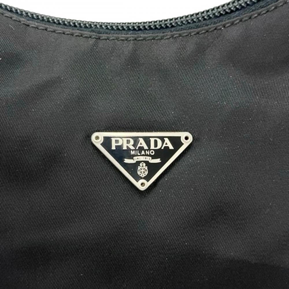 PRADA プラダ ハンドバッグ ナイロンバッグ トライアングルロゴ MV519 ナイロン ブラック 黒 シルバー金具 レディース【中古品】