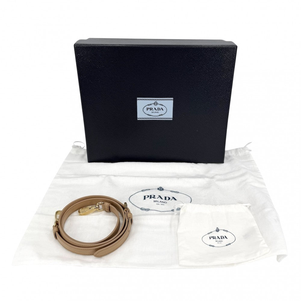 PRADA プラダ 2WAY アーケ ハンドバッグ ショルダーバッグ 1BC194 フェイクファー レザー ベージュ ゴールド金具 レディース【中古品】