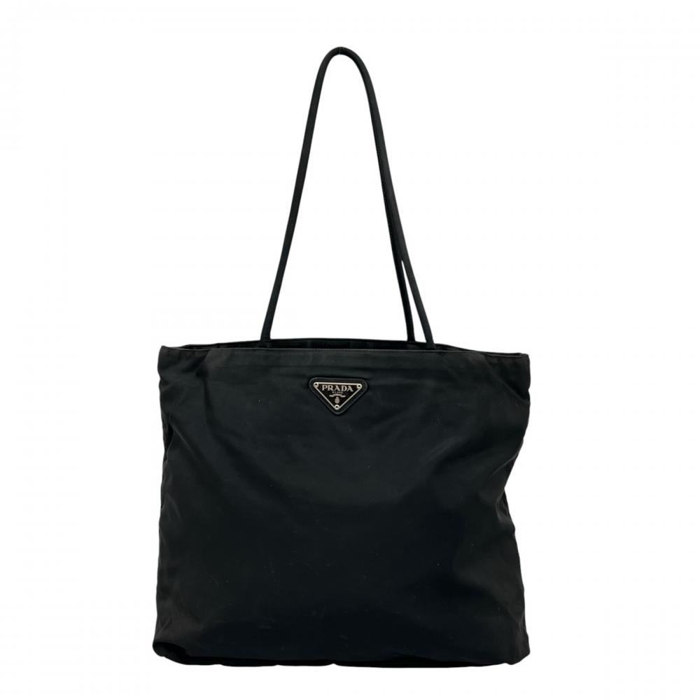 PRADA プラダ トートバッグ テスート 三角ロゴプレート B4681 ナイロン ブラック 黒 シルバー金具 レディース【中古品】