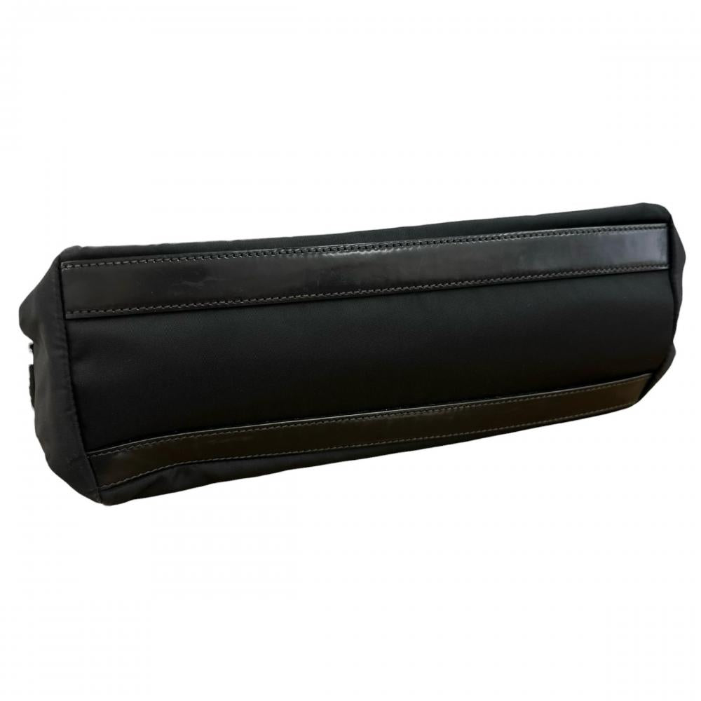 PRADA プラダ トートバッグ エンボスロゴ ミニボストン BR3150 ナイロン レザー ブラック 黒 シルバー金具 レディース【中古品】