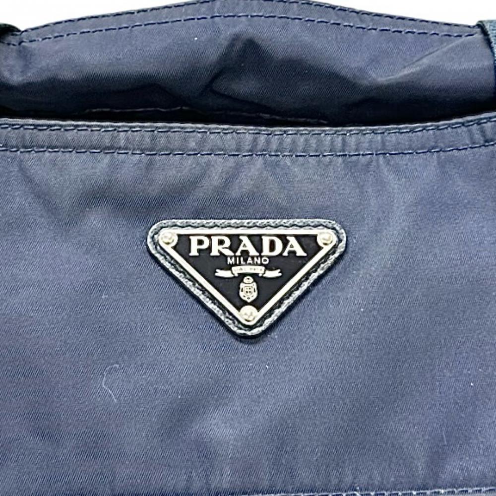 PRADA プラダ トートバッグ 2WAY トライアングルロゴ ナイロン サフィアーノレザー ネイビー 紺 シルバー金具 メンズ【中古品】