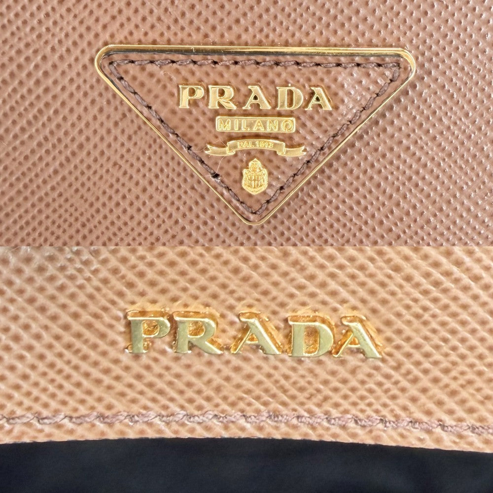 PRADA プラダ ハンドバッグ ドゥーブレ トートバッグ トライアングルロゴ 1BG775 レザー ブラウン 茶 ゴールド金具 レディース【中古品】
