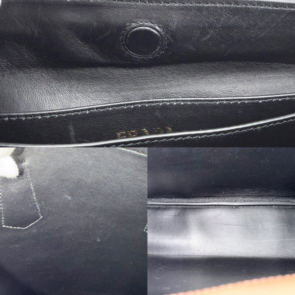 PRADA プラダ ハンドバッグ ドゥーブレ トートバッグ トライアングルロゴ 1BG775 レザー ブラウン 茶 ゴールド金具 レディース【中古品】