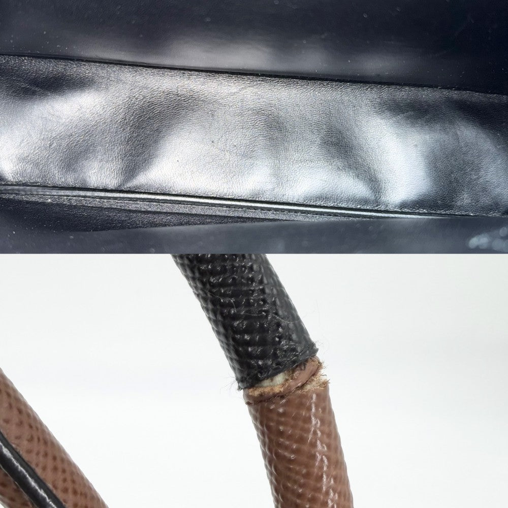 PRADA プラダ ハンドバッグ ドゥーブレ トートバッグ トライアングルロゴ 1BG775 レザー ブラウン 茶 ゴールド金具 レディース【中古品】