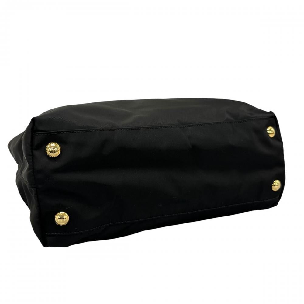 PRADA プラダ トートバッグ トライアングルロゴ BR3855 ナイロン エナメル ブラック 黒 ゴールド金具 レディース【中古品】