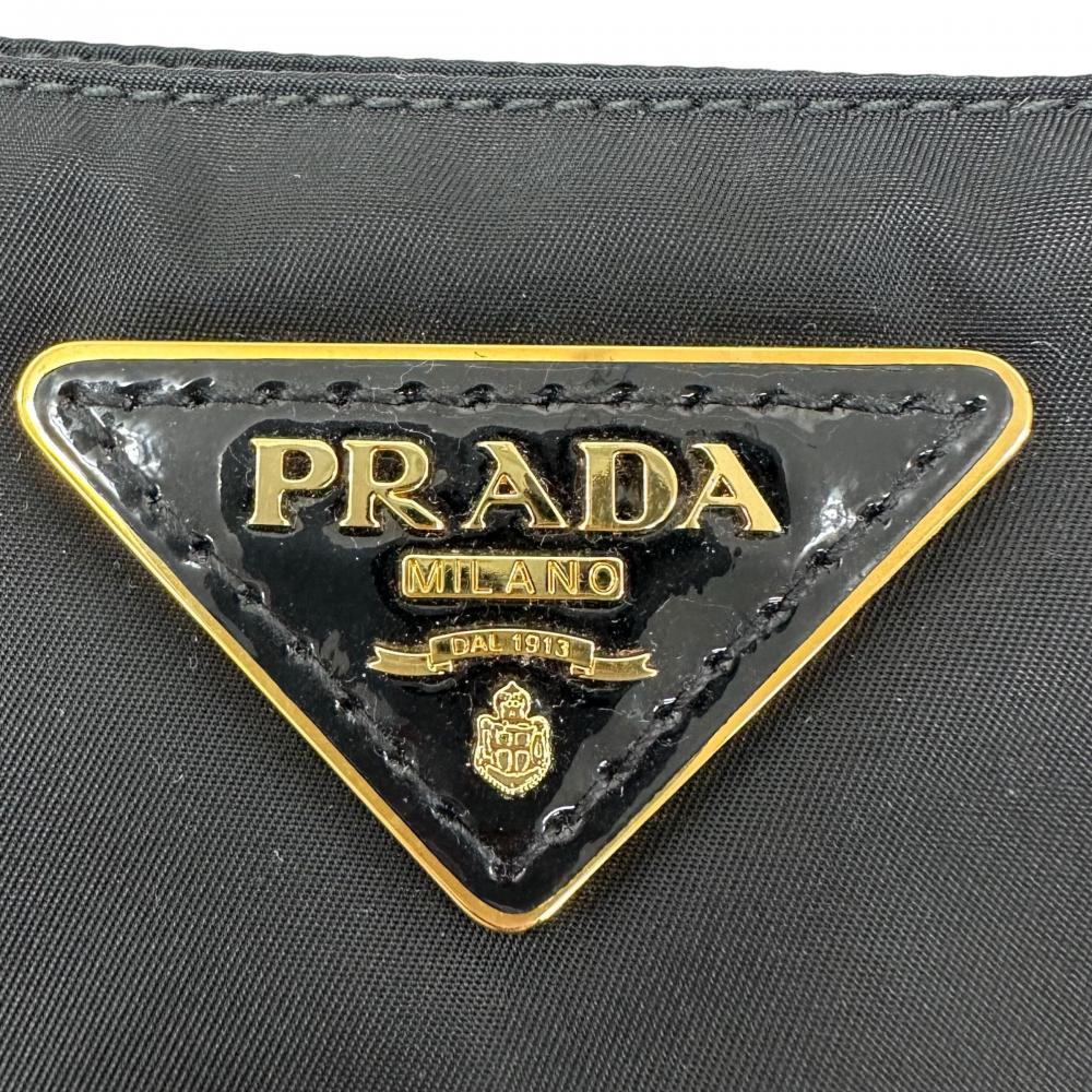 PRADA プラダ トートバッグ トライアングルロゴ BR3855 ナイロン エナメル ブラック 黒 ゴールド金具 レディース【中古品】