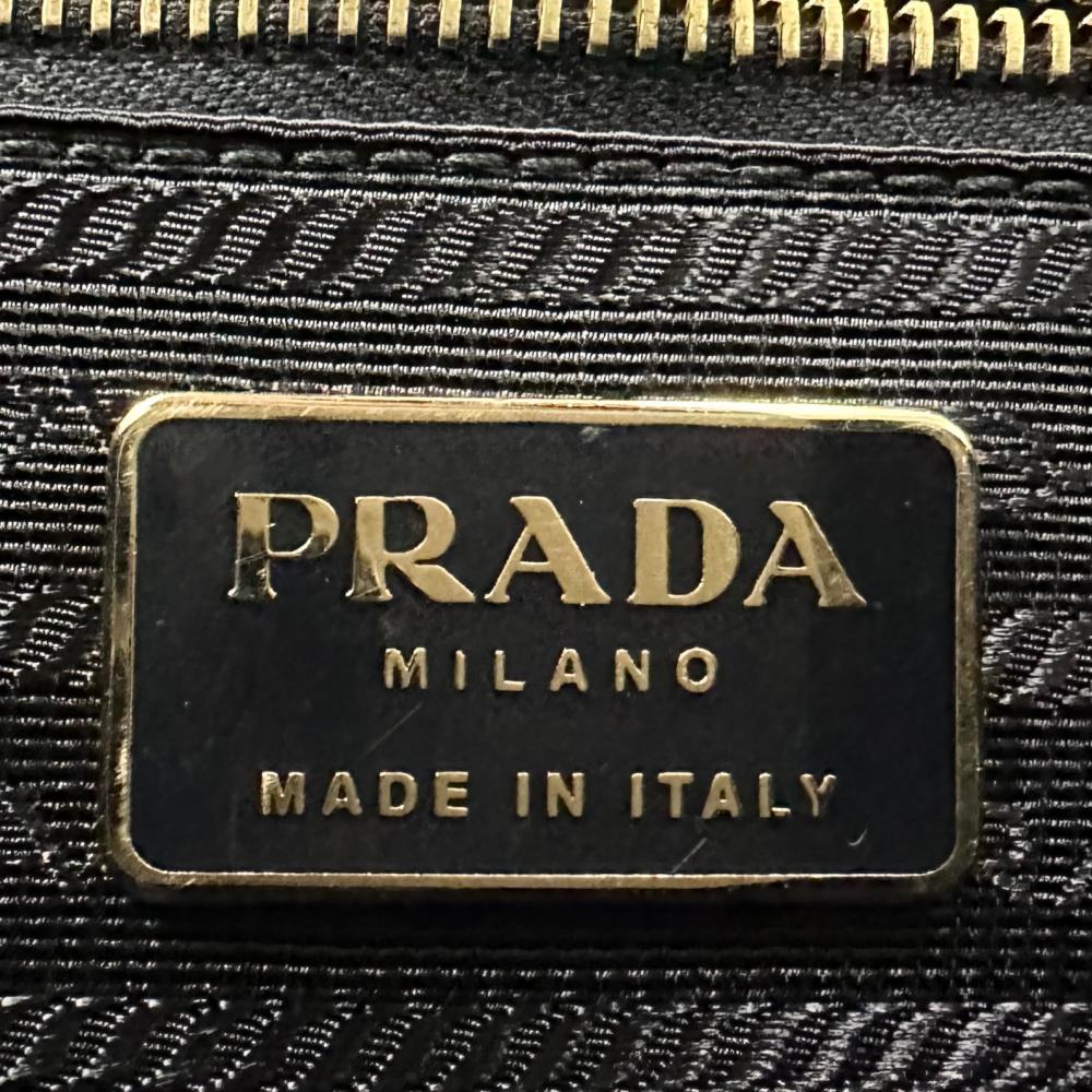 PRADA プラダ トートバッグ トライアングルロゴ BR3855 ナイロン エナメル ブラック 黒 ゴールド金具 レディース【中古品】