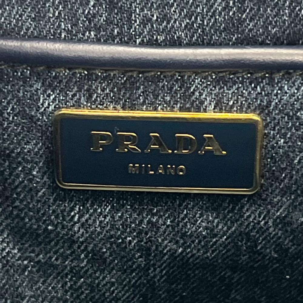 PRADA プラダ ハンドバッグ カナパ ロゴ B1877B デニム ブルー 青 ゴールド金具 レディース【中古品】