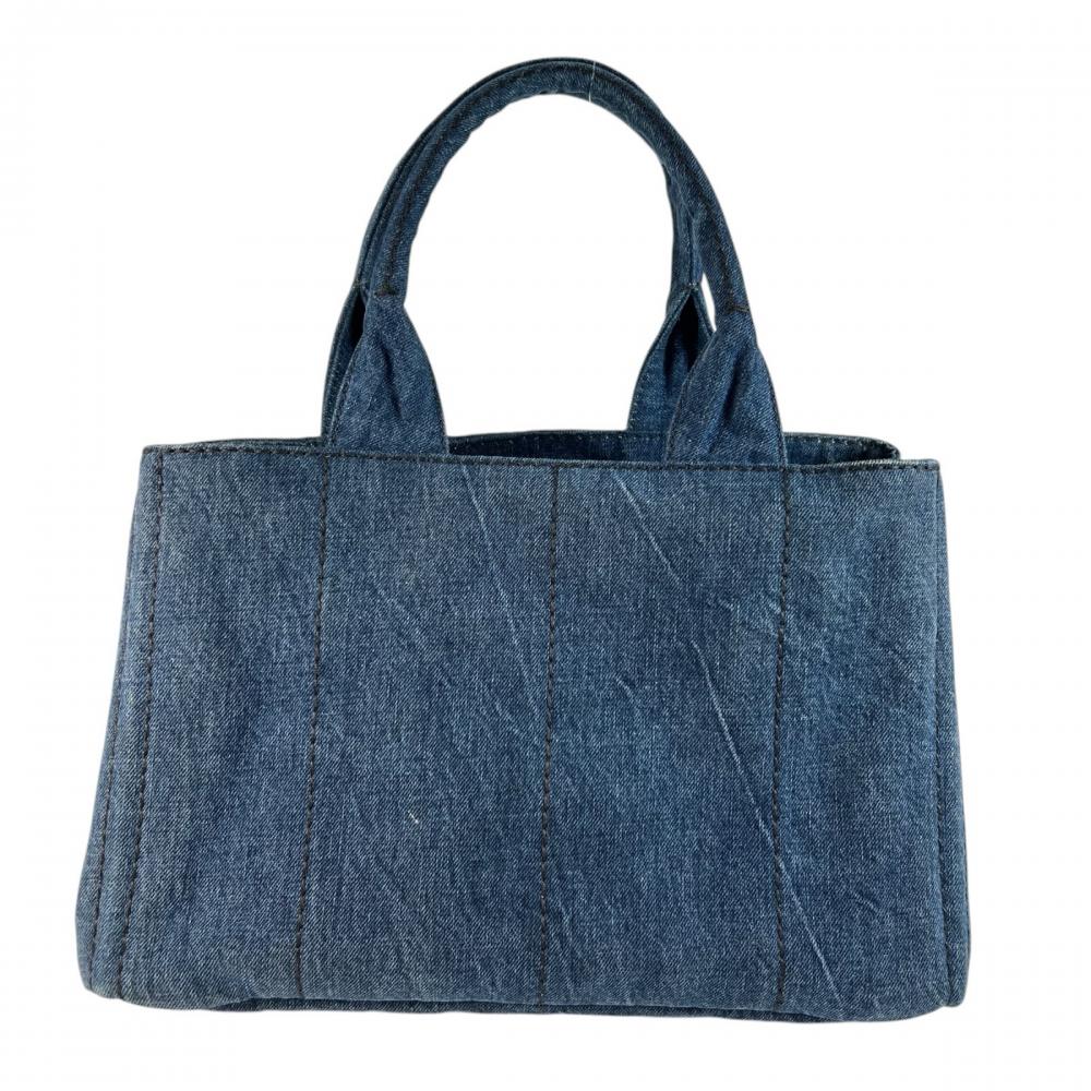PRADA プラダ ハンドバッグ カナパ ロゴ B1877B デニム ブルー 青 ゴールド金具 レディース【中古品】