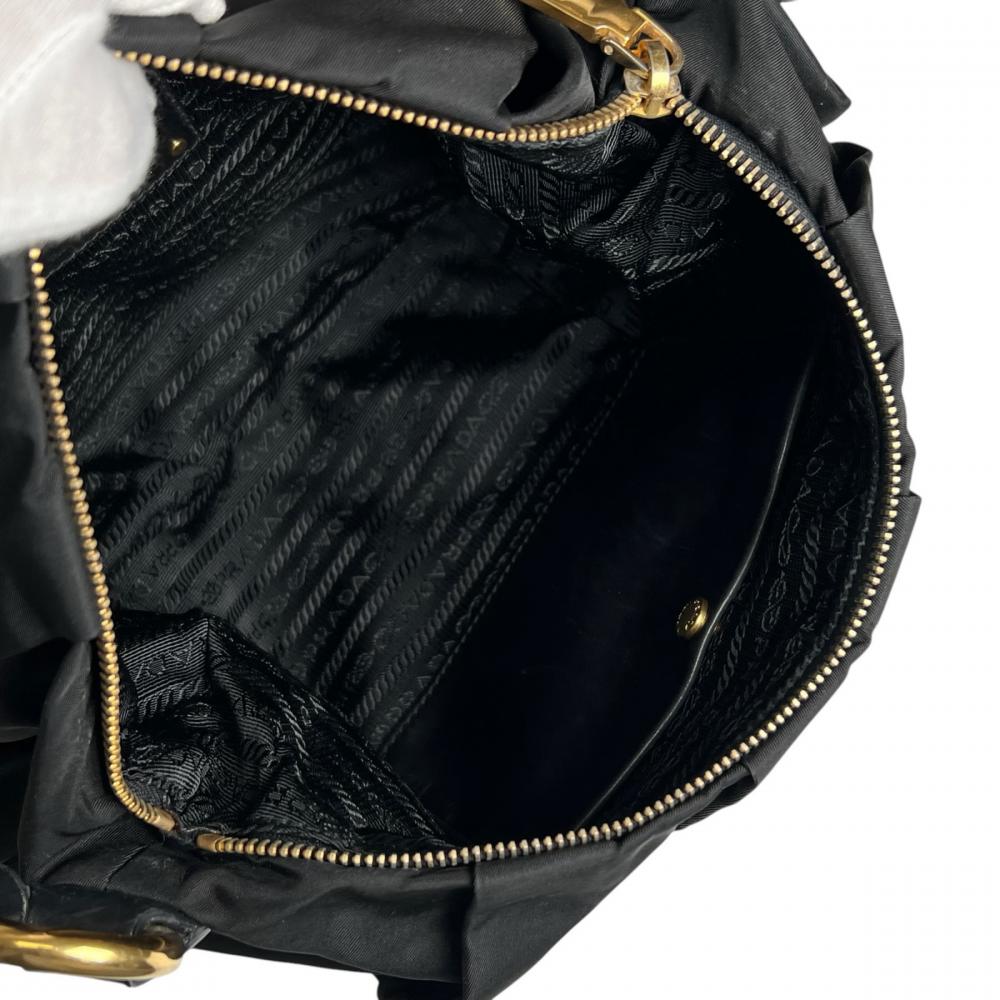 PRADA プラダ ショルダーバッグ テスート ワンショルダー BR3795 ナイロン レザー ブラック 黒 ゴールド金具 レディース【中古品】